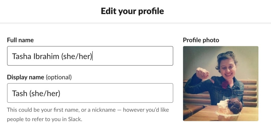 Slack profile navigation