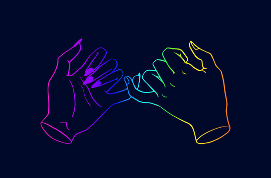 pinky promise with rainbow hands and dark background 